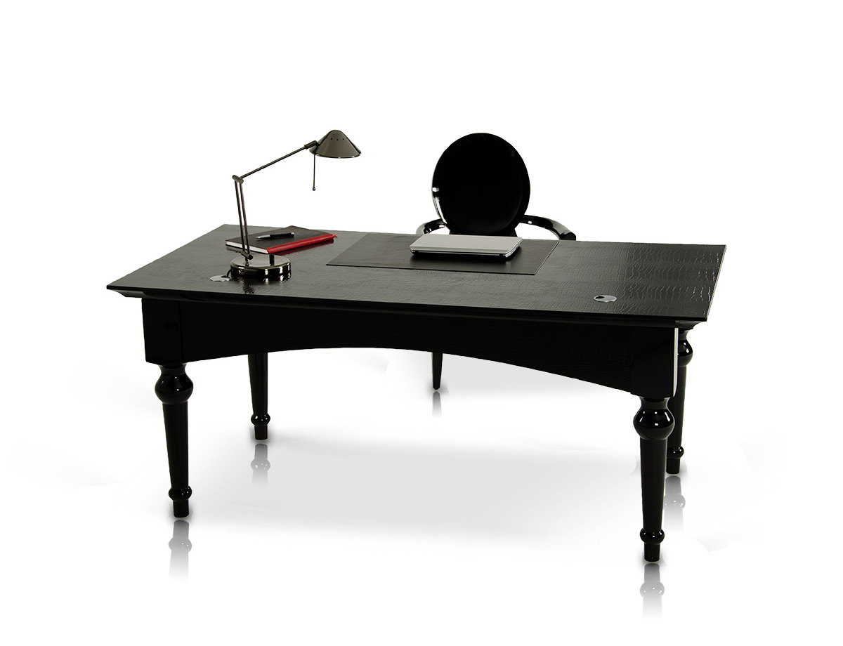 AX Ambassador Black Crocodile Lacquer Office Desk | VIG Furniture