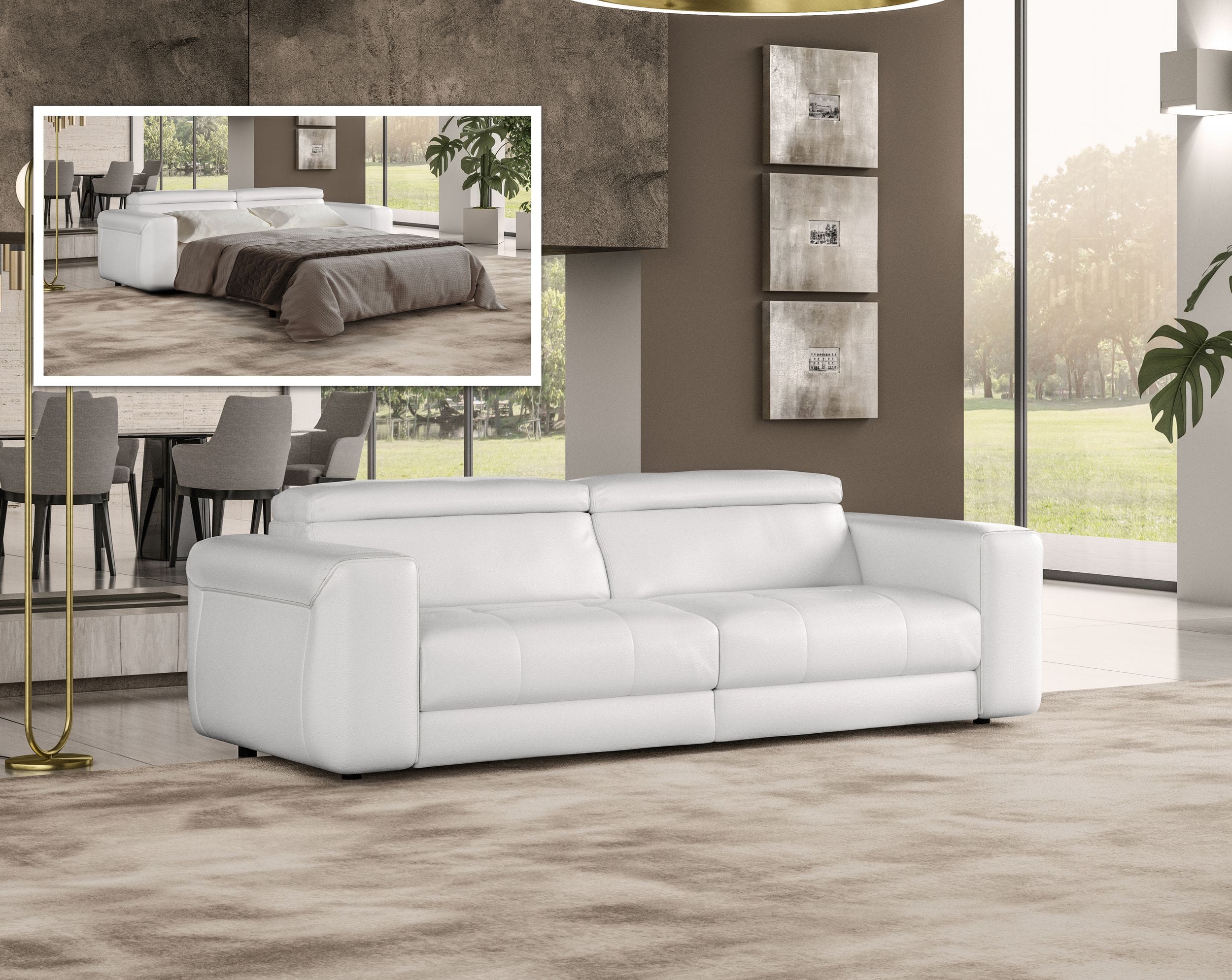 Coronelli Icon Italian White Leather Sofa Bed | VIG Furniture