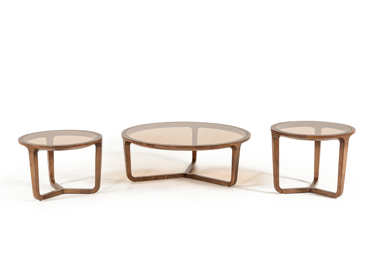 Modrest Jordi 3 Piece Walnut Coffee Table Set | VIG Furniture