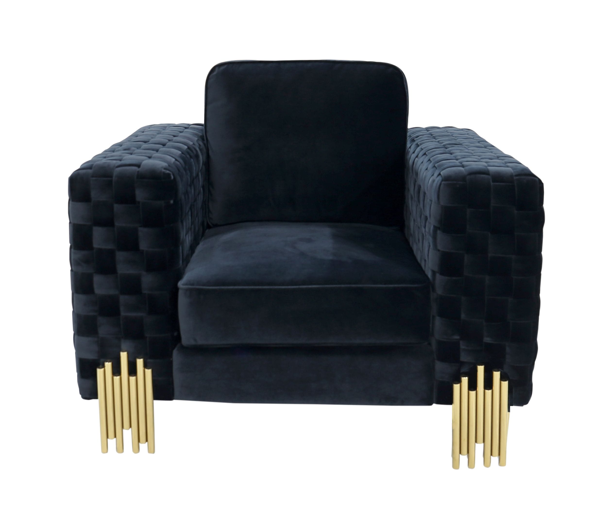 Divani Casa Lori Velvet Glam Black Gold Chair | VIG Furniture