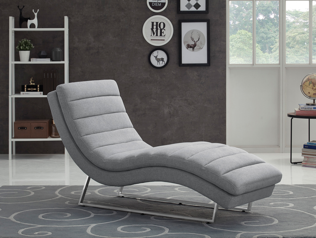 Divani Casa Auburn Plush Grey Fabric Lounge Chaise | VIG Furniture
