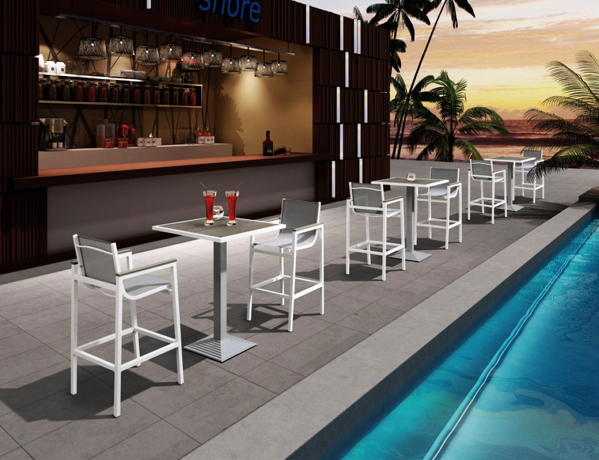 Renava Gulf Outdoor White Grey Bar Table Set | VIG Furniture