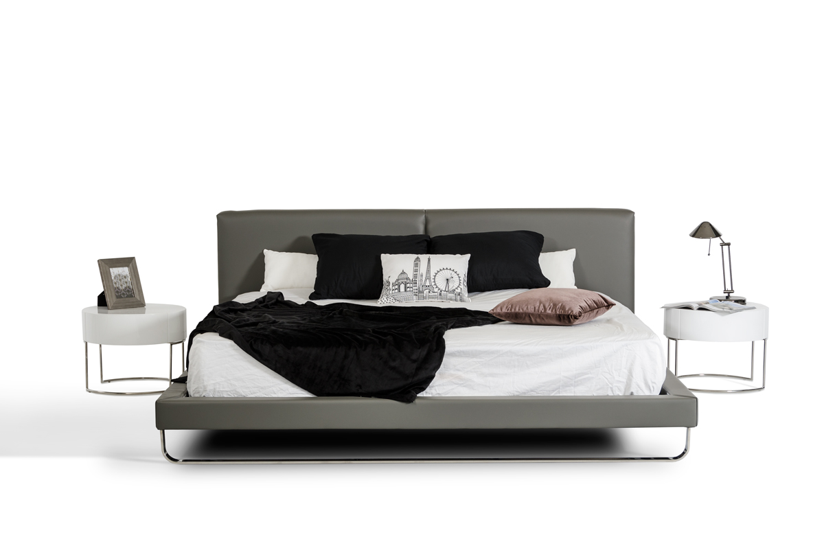 Modrest Ramona Grey Leatherette Bed | VIG Furniture