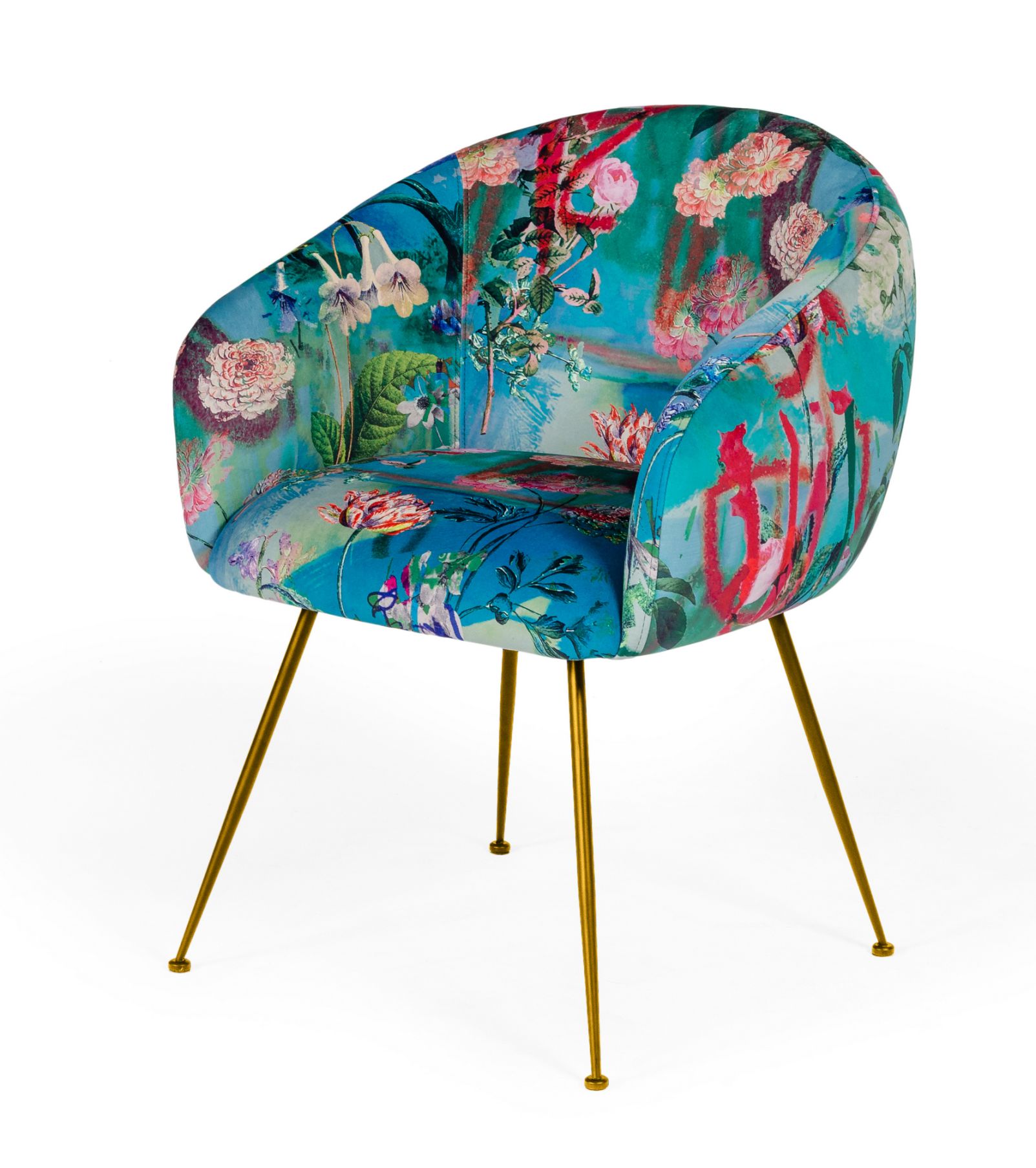 Modrest Roxann Floral Velvet Gold Dining Chair | VIG Furniture