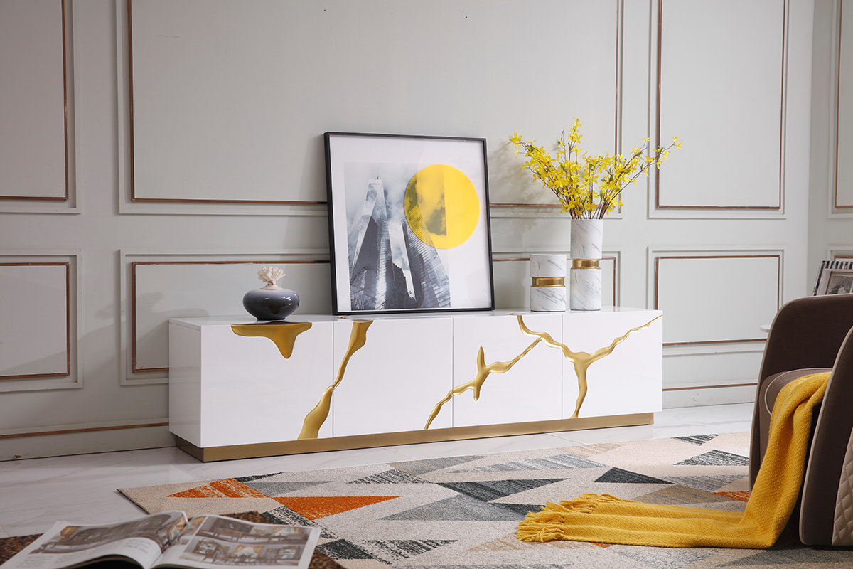 Modrest Aspen White Gold TV Stand | VIG Furniture