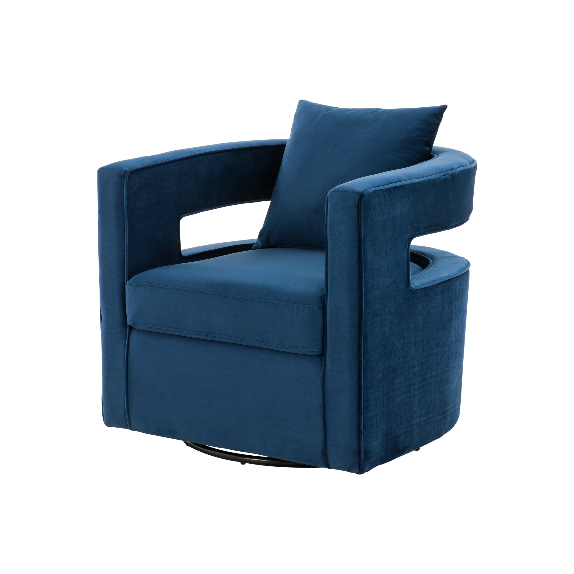 Modrest Wells Blue Velvet Swivel Accent Chair | VIG Furniture